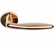 Formani | Deurkruk BASICS LBXVIII op ronde rozet | PVD Gepolijst Koper