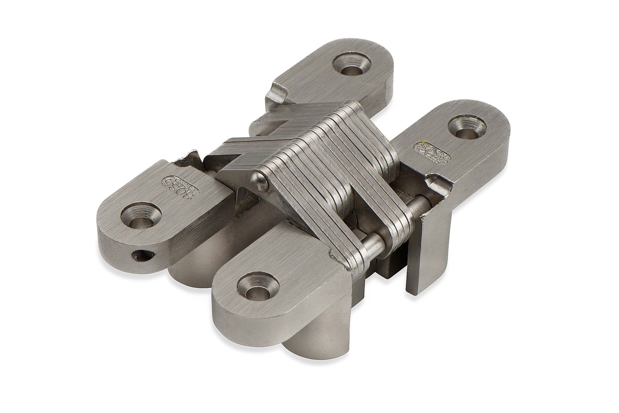 Dulimex DX SOSS onzichtbaar scharnier 212 SS 19x95 mm geborsteld RVS AISI 316, vooraanzicht