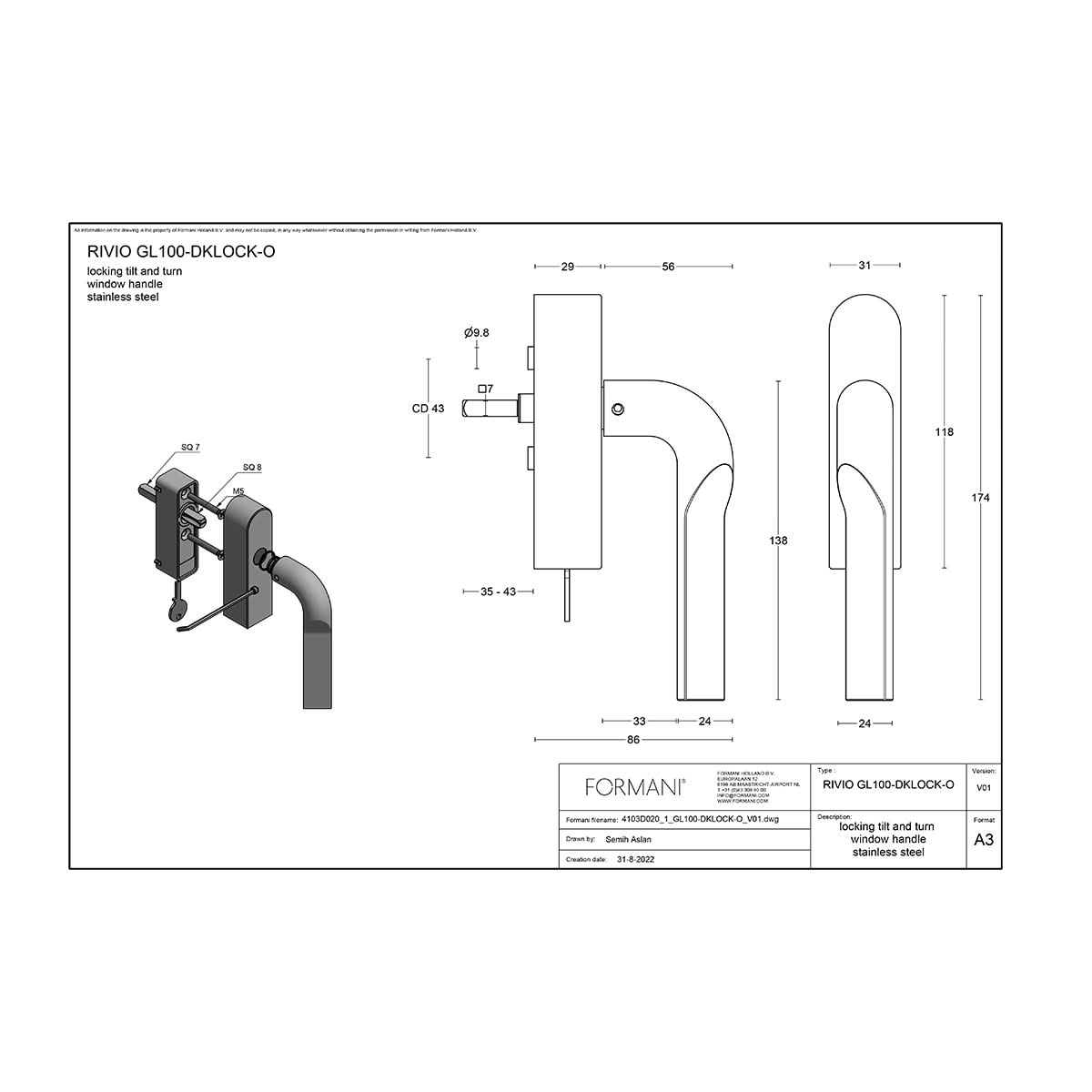 4103D020 1 GL100 DKLOCK O V01