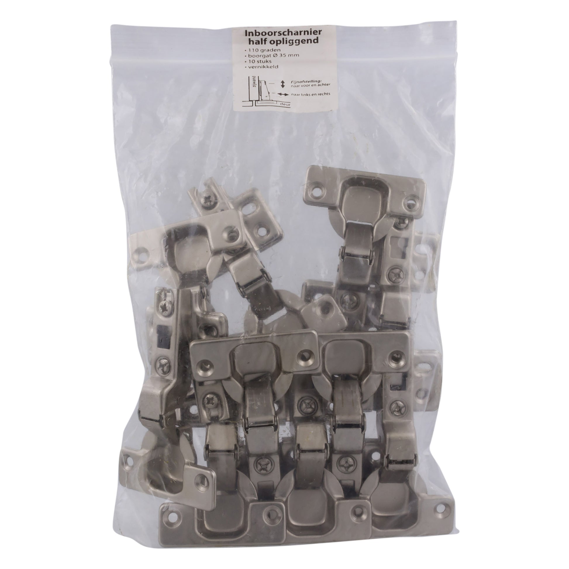 Starx Potscharnier Inbouw Half opdek 110° nikkel 35 mm per 10 - afbeelding 2