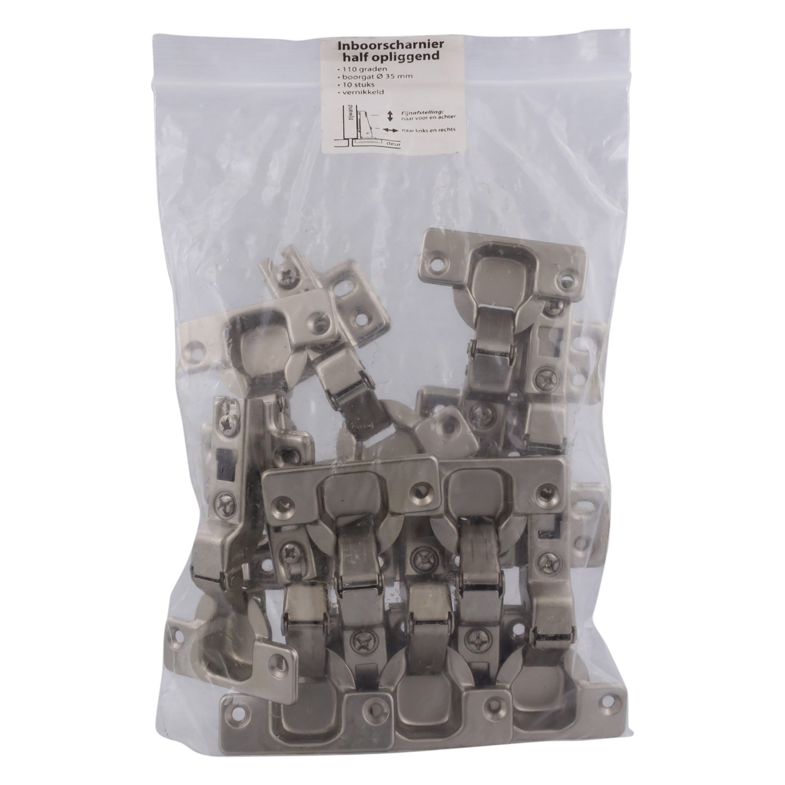 Starx Potscharnier Inbouw Half opdek 110° nikkel 35 mm per 10 - afbeelding 2