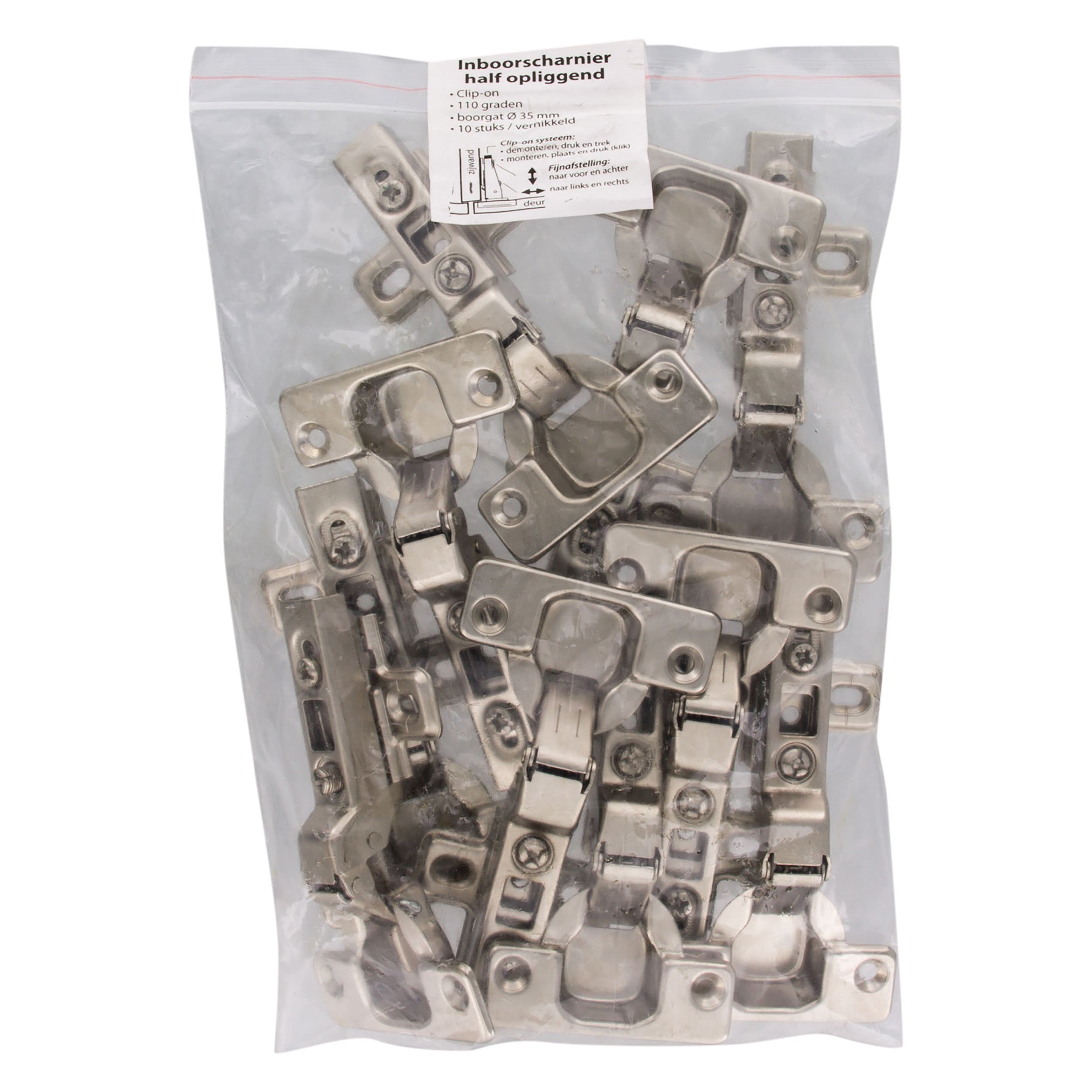 Starx Potscharnier Clip-on Half opdek 110° softclose nikkel 35 mm per 10 - afbeelding 2