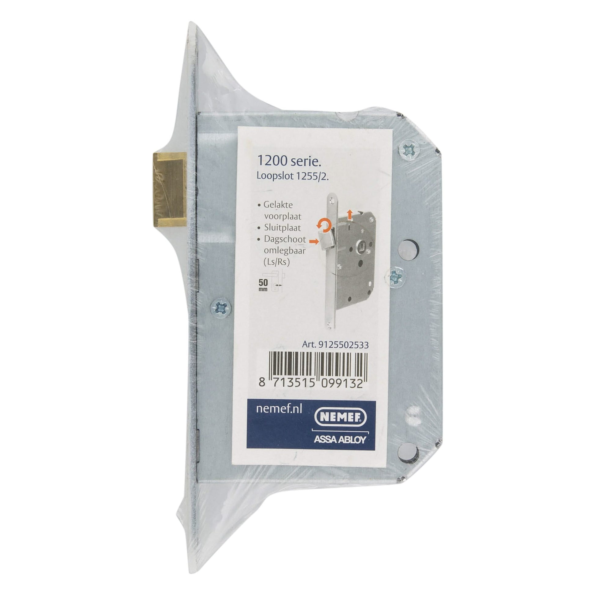 Nemef loopslot 1255/2 voorplaat wit - Deurbeslag-expert