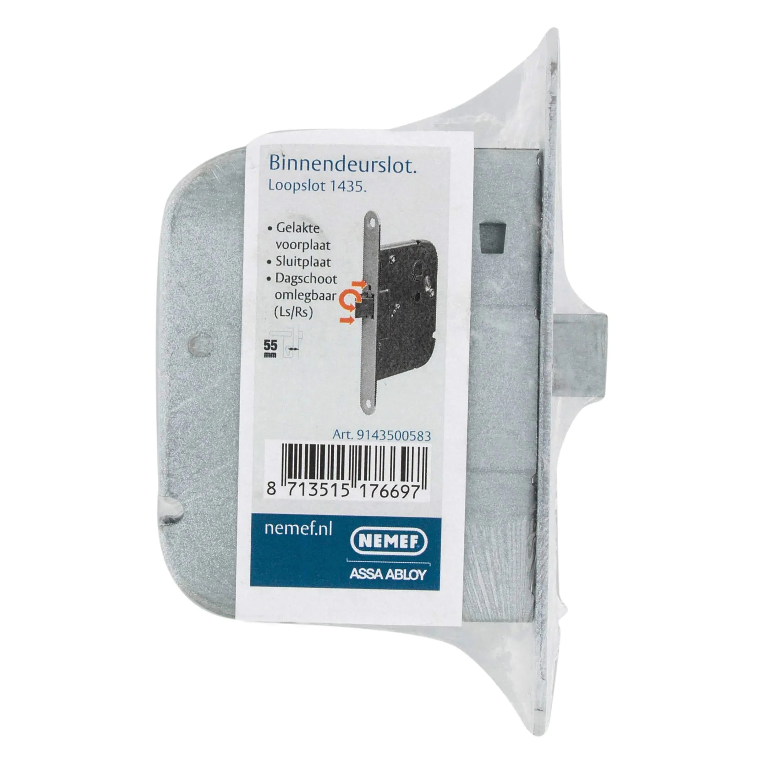 Nemef loopslot 1435/55 voorplaat wit - Deurbeslag-expert