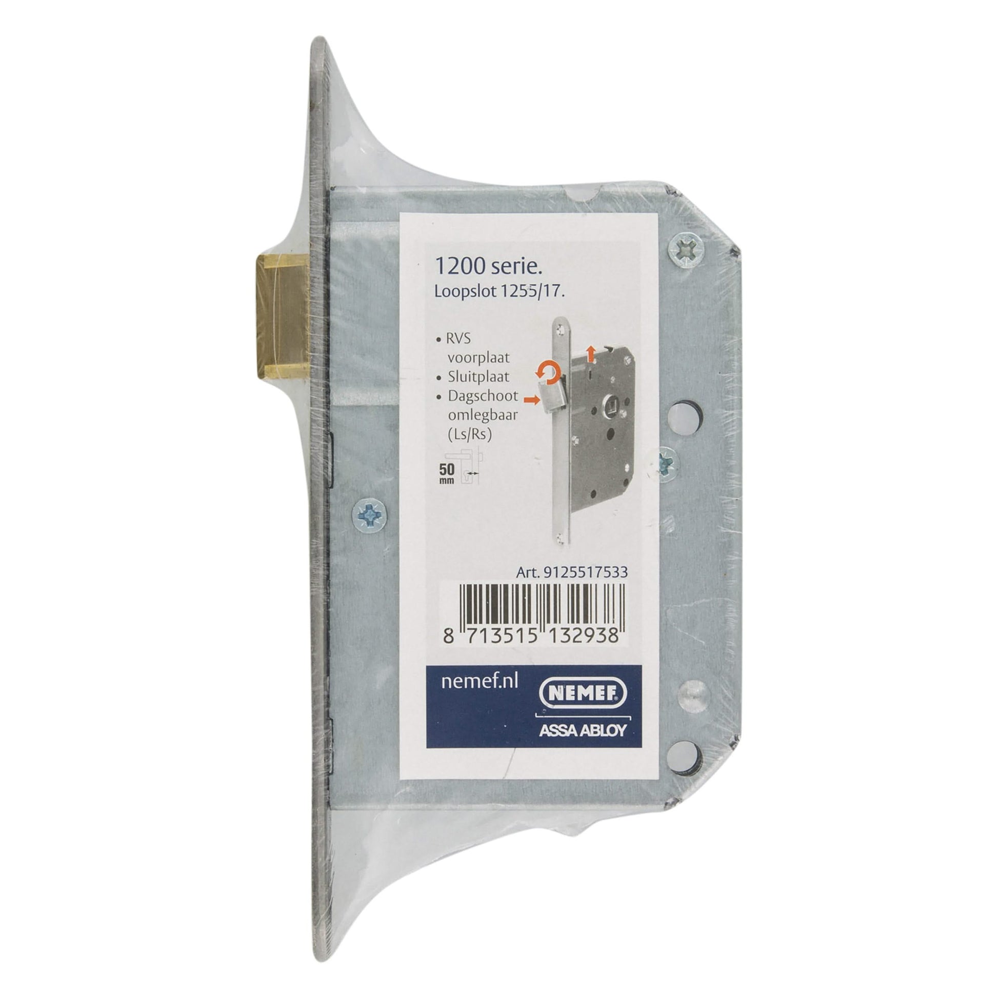 Nemef loopslot 1255/17 voorplaat RVS - Deurbeslag-expert