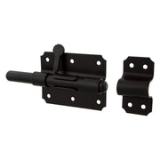 Starx Plaatgrendel 90x65 mm met sluitplaat zwart vooraanzicht