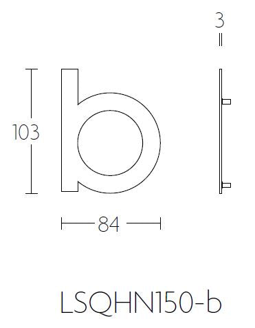 Formani SQUARE | Huisletter B | 150mm | Mat RVS - lijntekening