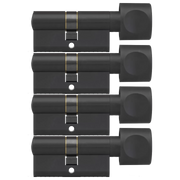 DOM Zwarte knopcilinder Plura 30/30mm - SKG 3 sterren - 4 gelijksluitende knopcilinders - Deurbeslag-expert