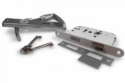 Dulimex deurgreepset met schild en dag- en nachtslot klavier SL56 F1 aluminium vooraanzicht