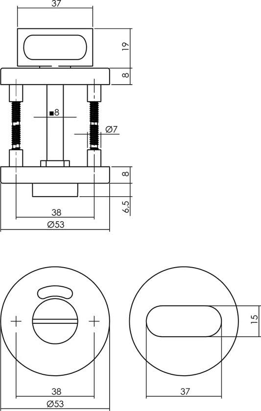 Intersteel Deurbeslag set wc slot 63/8mm rvs + deurkruk Hoek 90° rvs + wc-sluiting - Deurbeslag-expert