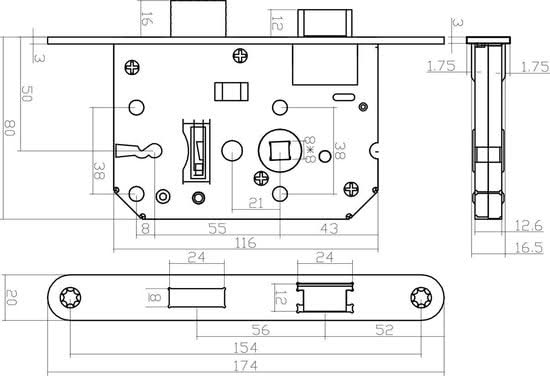 Intersteel Woningbouw klavier dag- en nachtslot wit 55 mm - Deurbeslag-expert