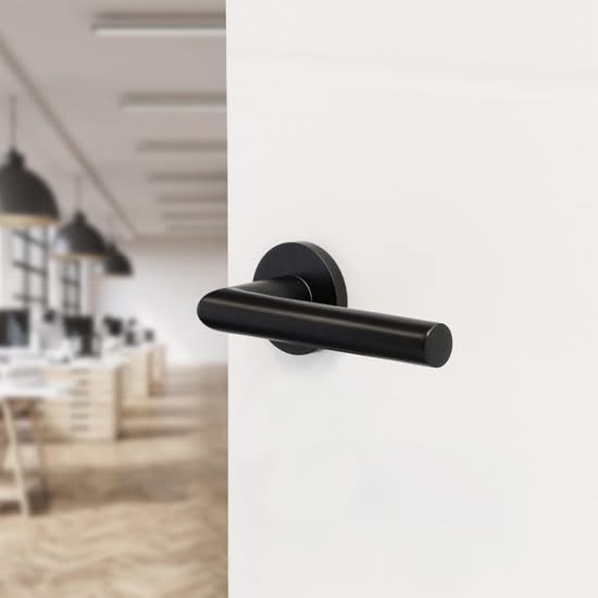 Impresso Deurkruk London Zwart op Rond Rozet - Deurbeslag-expert