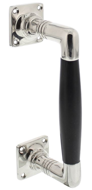 Intersteel Deurgreep Ton Basic 170 mm op vierkant rozet nikkel/ebbenhout