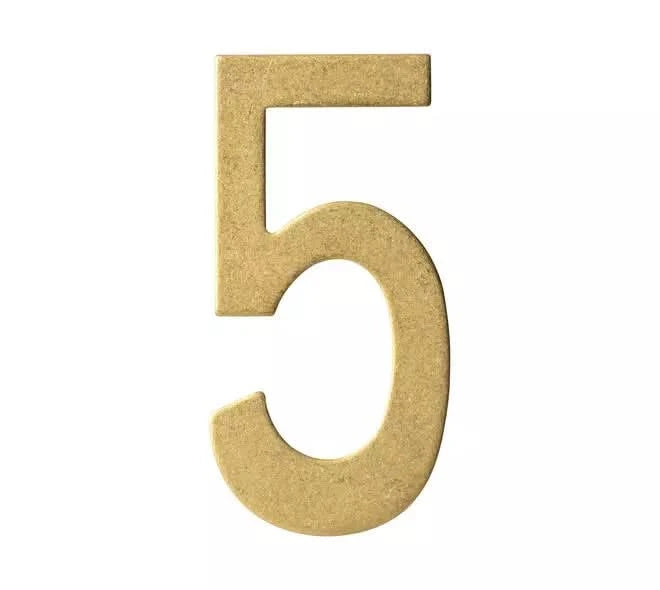 Intersteel Huisnummer 5 150mm PVD Messing Getrommeld