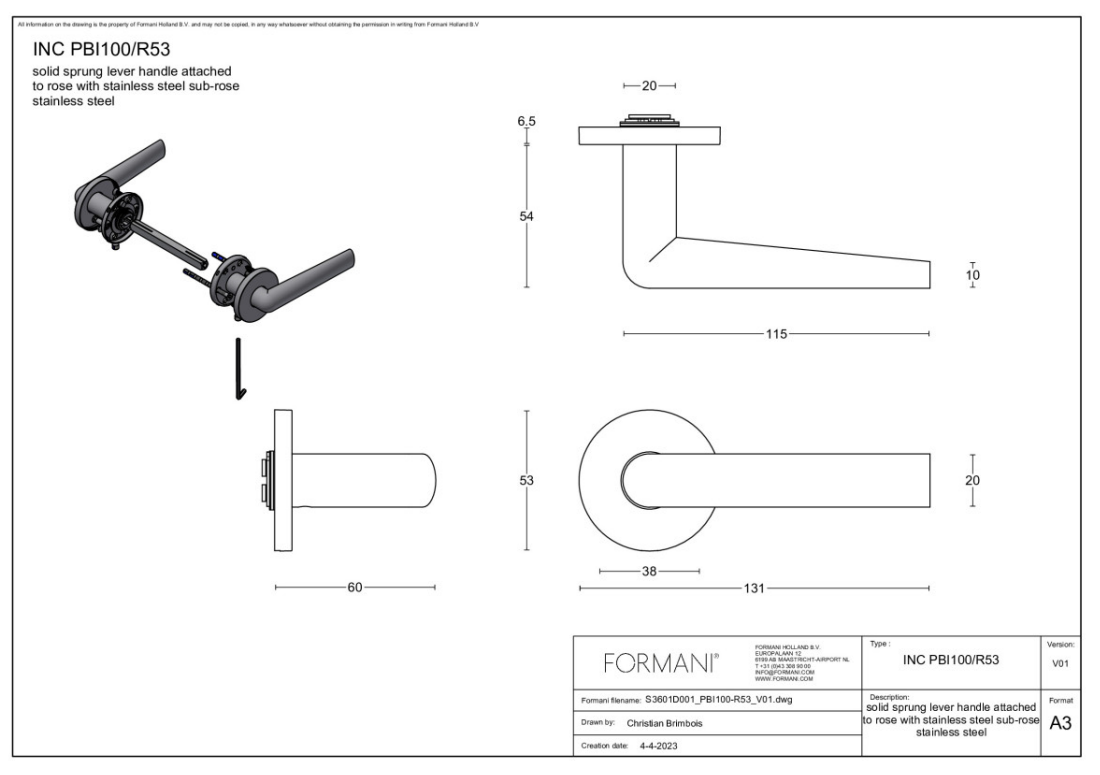 Formani | Deurkruk | Piet Boon | PBI100-G | PVD licht brons