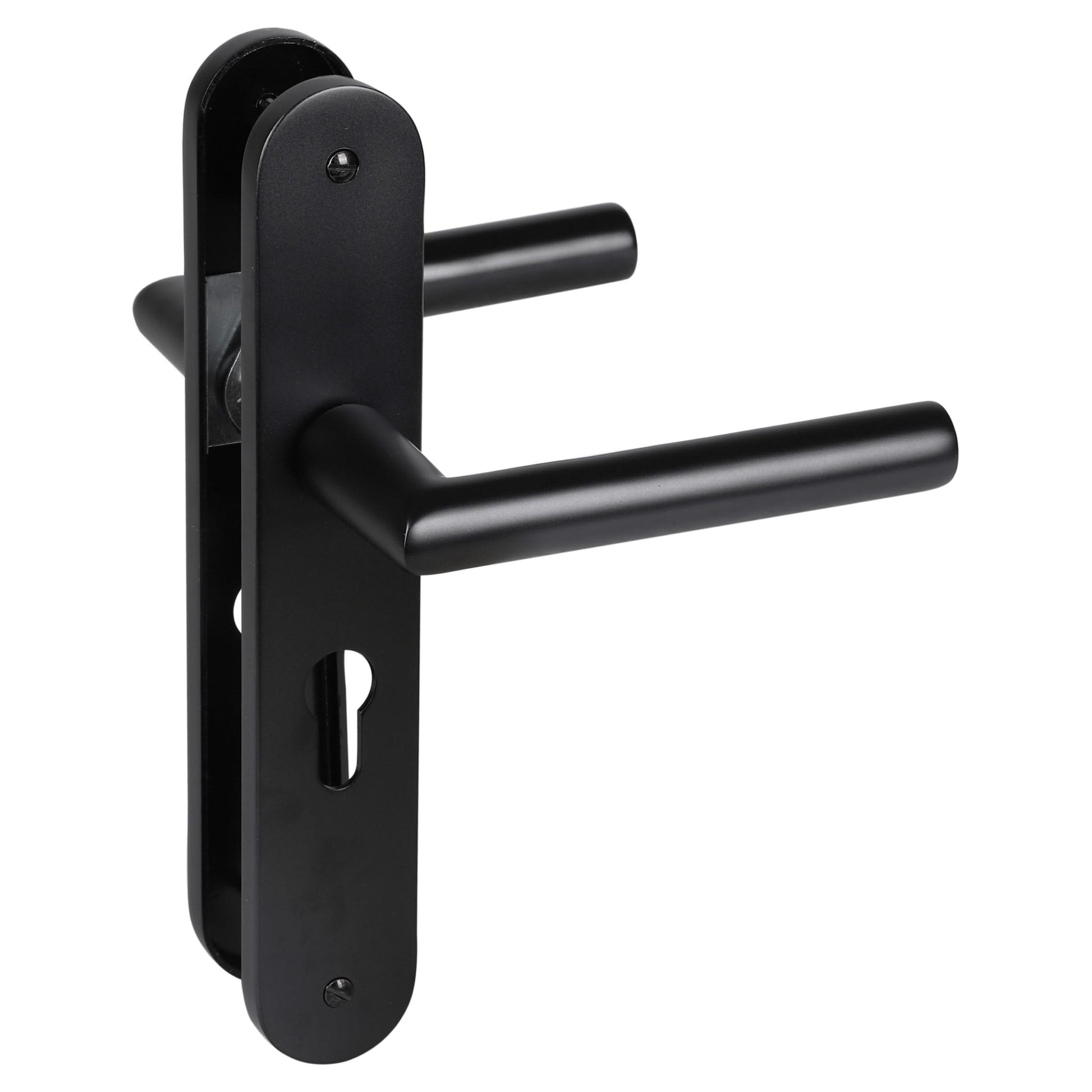 Impresso London Mat zwart op Ovaal schild met schroeven - Deurbeslag-expert