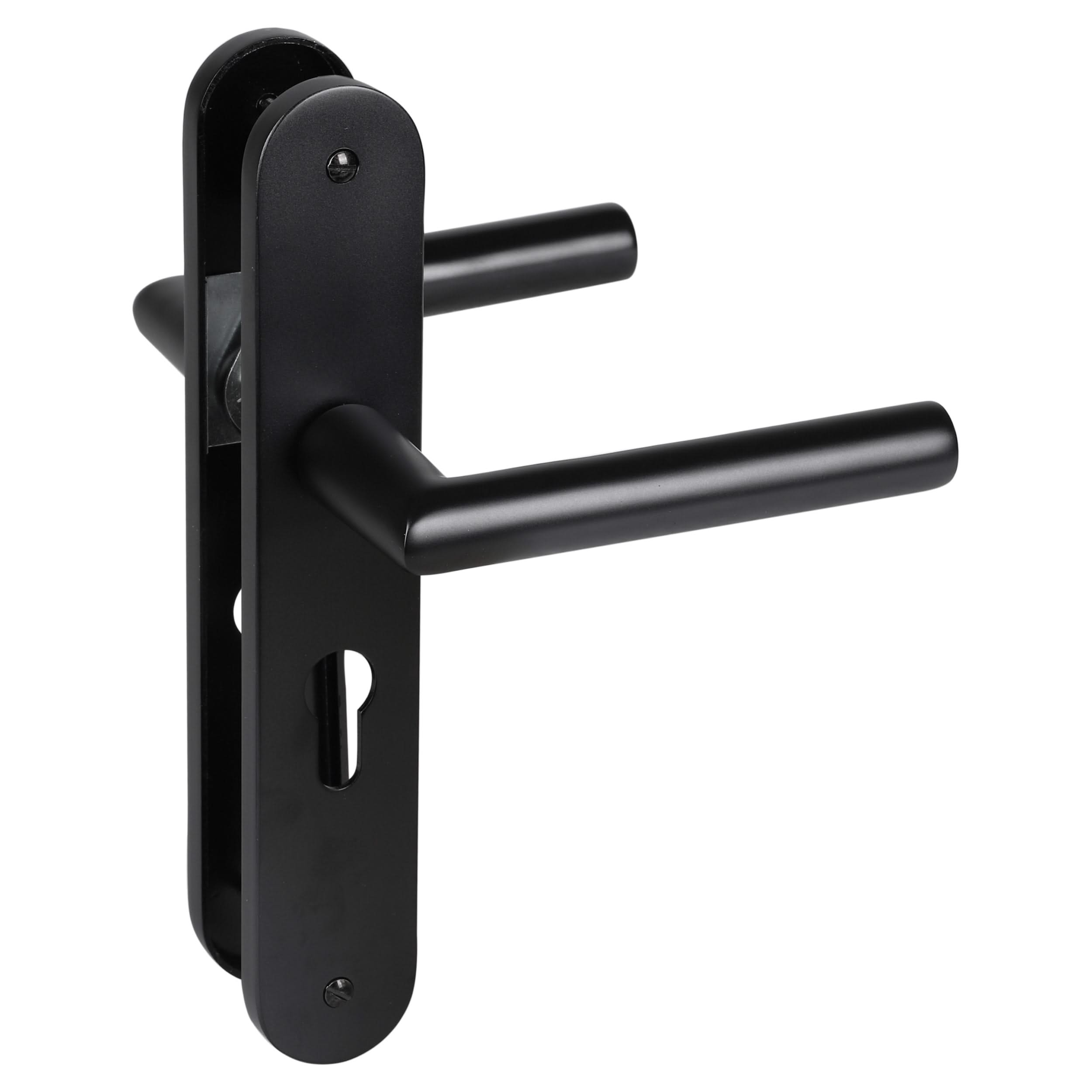 Impresso London Mat zwart op Ovaal schild met schroeven - Deurbeslag-expert