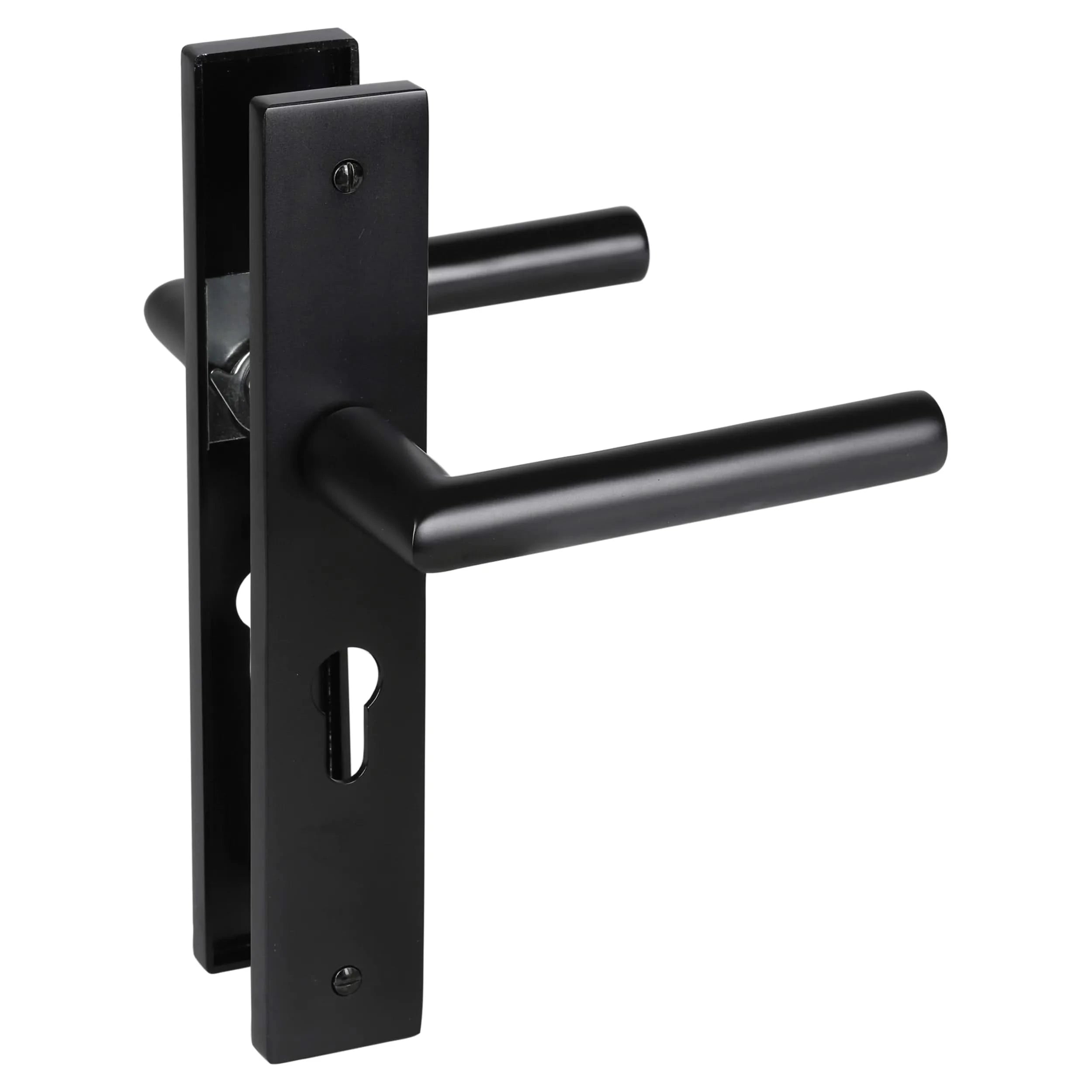 Impresso London Mat zwart op Rechthoekig schild met schroeven - Deurbeslag-expert