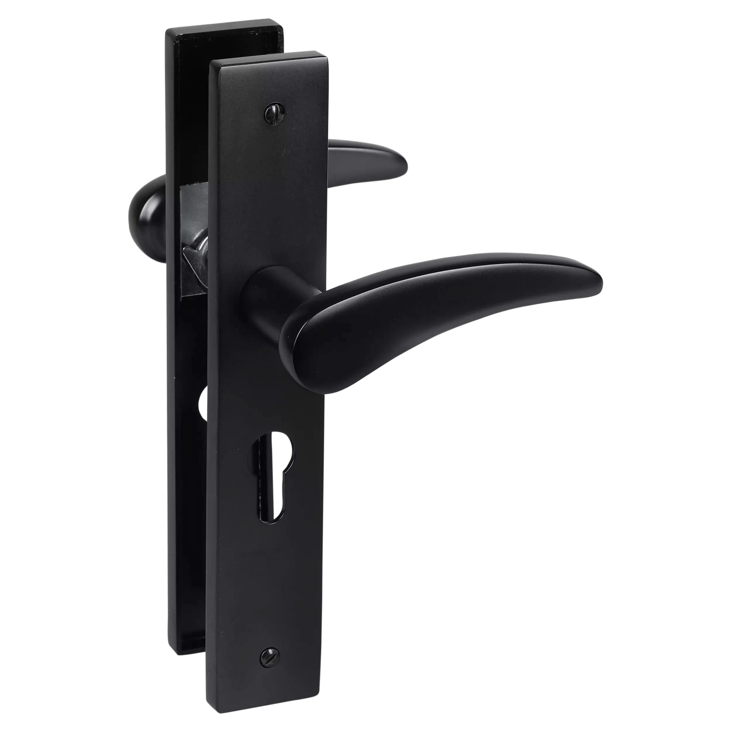 Impresso Philly Mat zwart op Rechthoekig schild met schroeven - Deurbeslag-expert