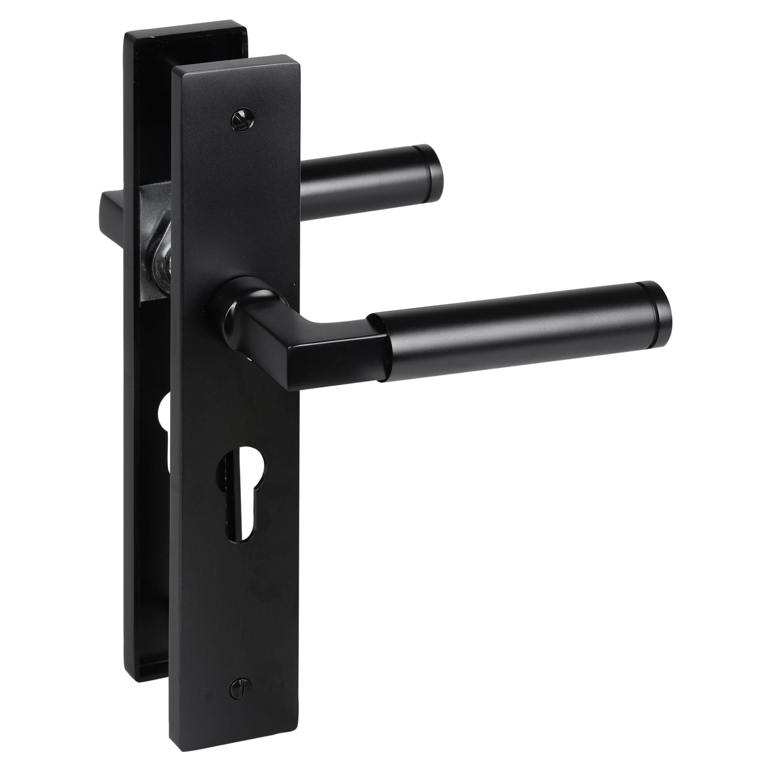 Impresso Aston Mat zwart op Rechthoekig schild met schroeven - Deurbeslag-expert