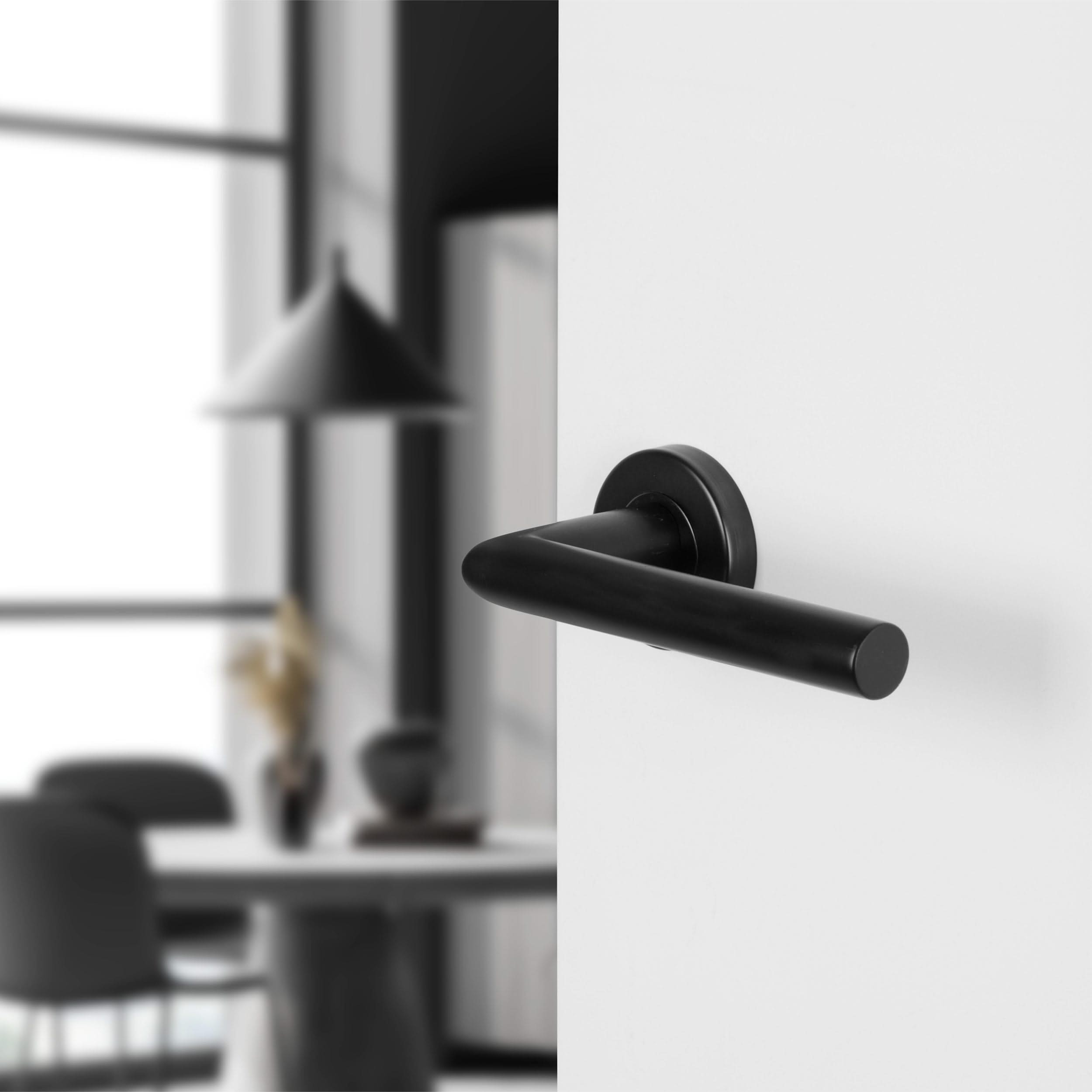 Differnz | Amsterdam deurkruk | rond rozet | zwart - Deurbeslag-expert