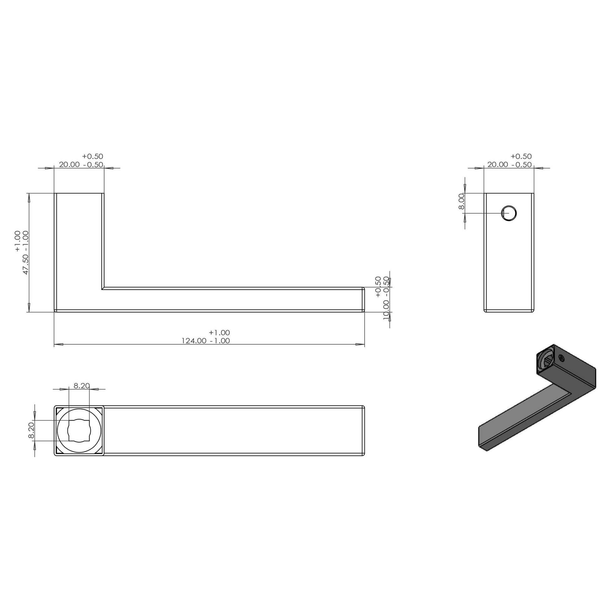 Differnz | Tilburg deurkruk | vierkant schild | blind | zwart
