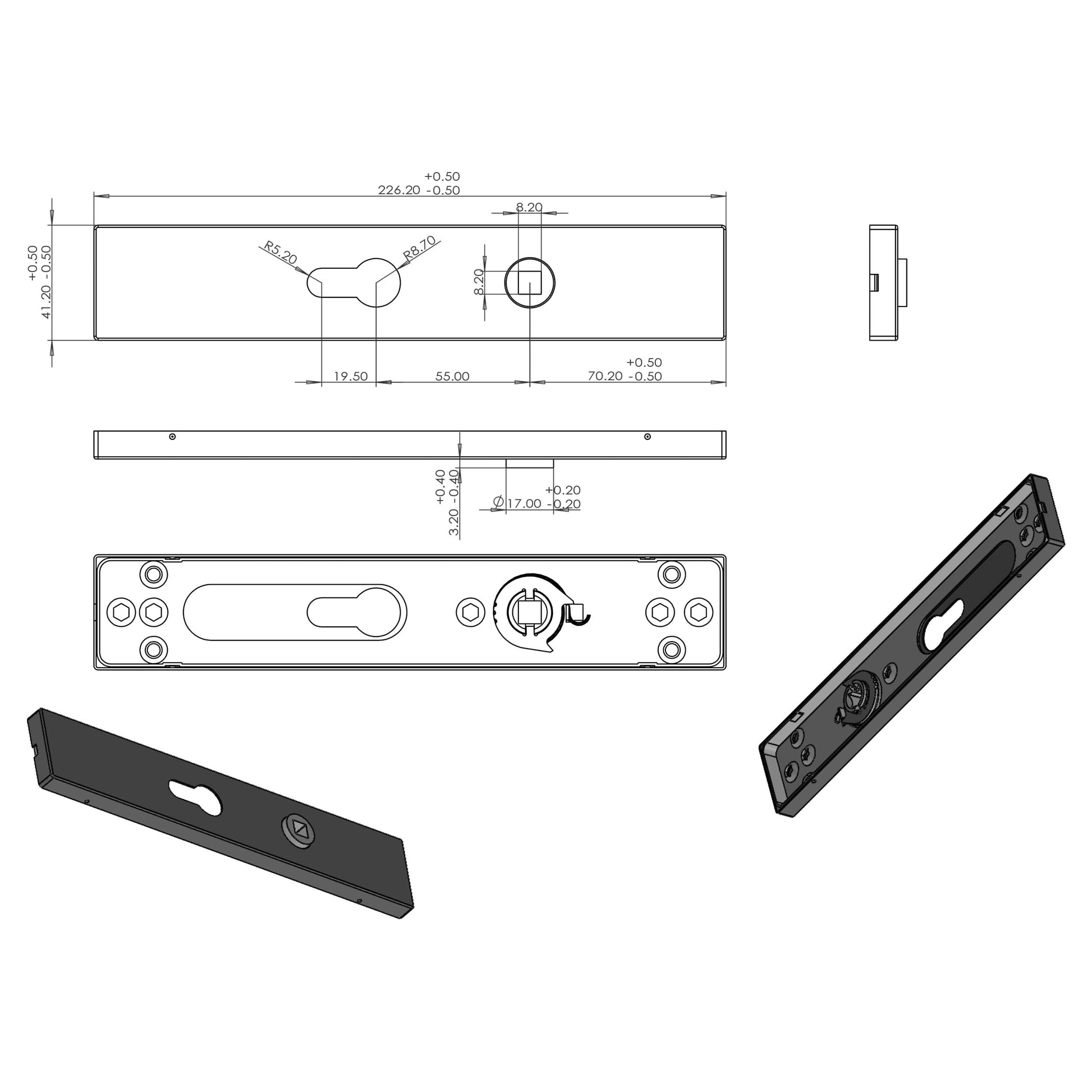 Differnz | Tilburg deurkruk | vierkant schild | cilinder 55 mm | mat chroom - Deurbeslag-expert