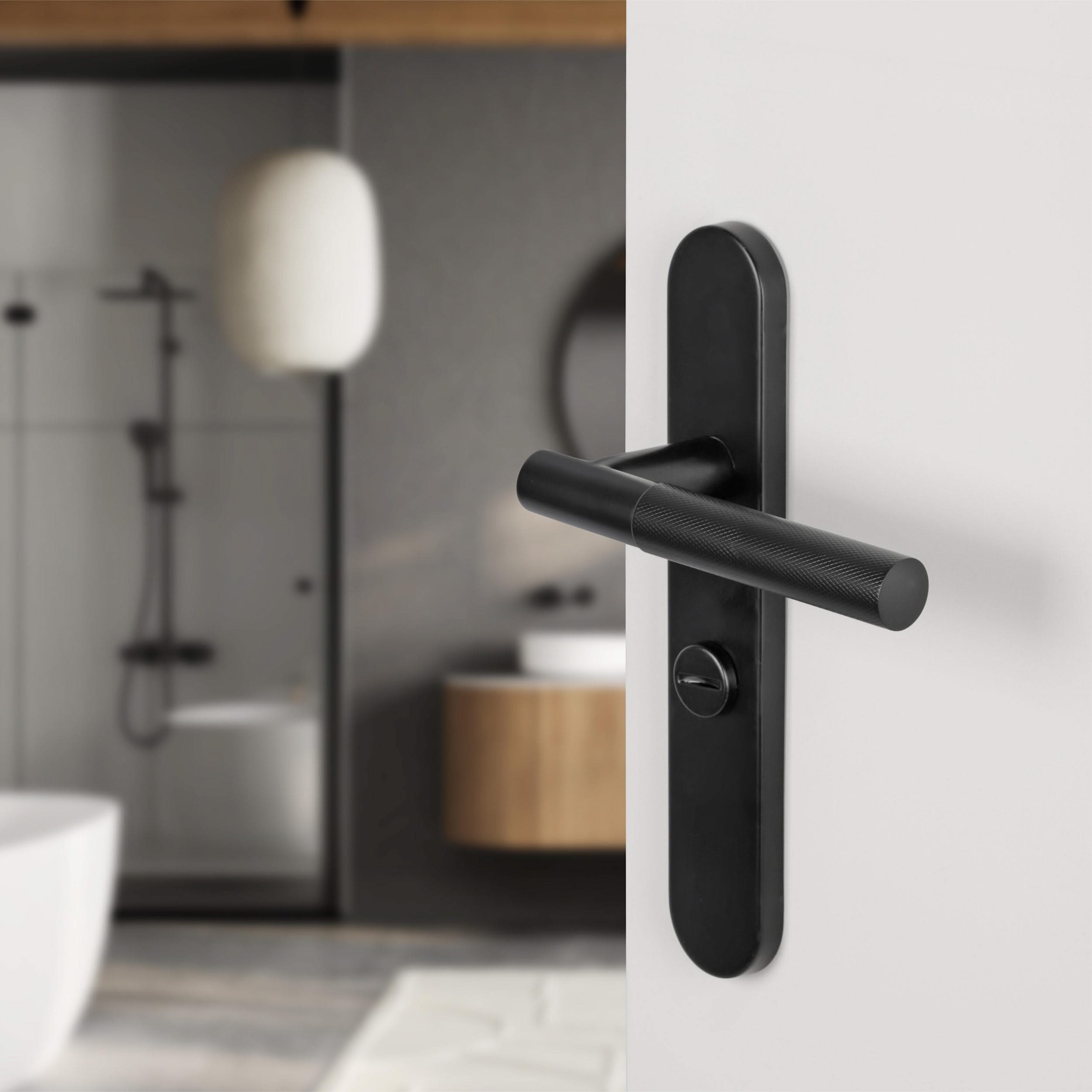 Differnz | Utrecht deurkruk | ovaal schild | WC 63 mm | zwart