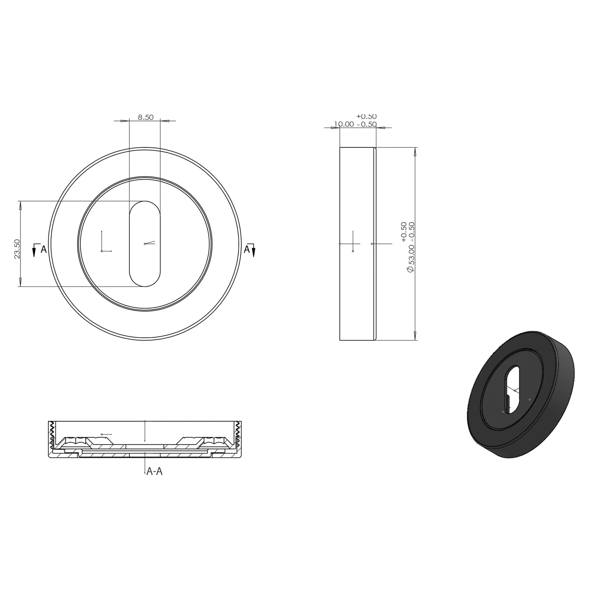 Differnz rozet rond - sleutel - zwart 86.030.11