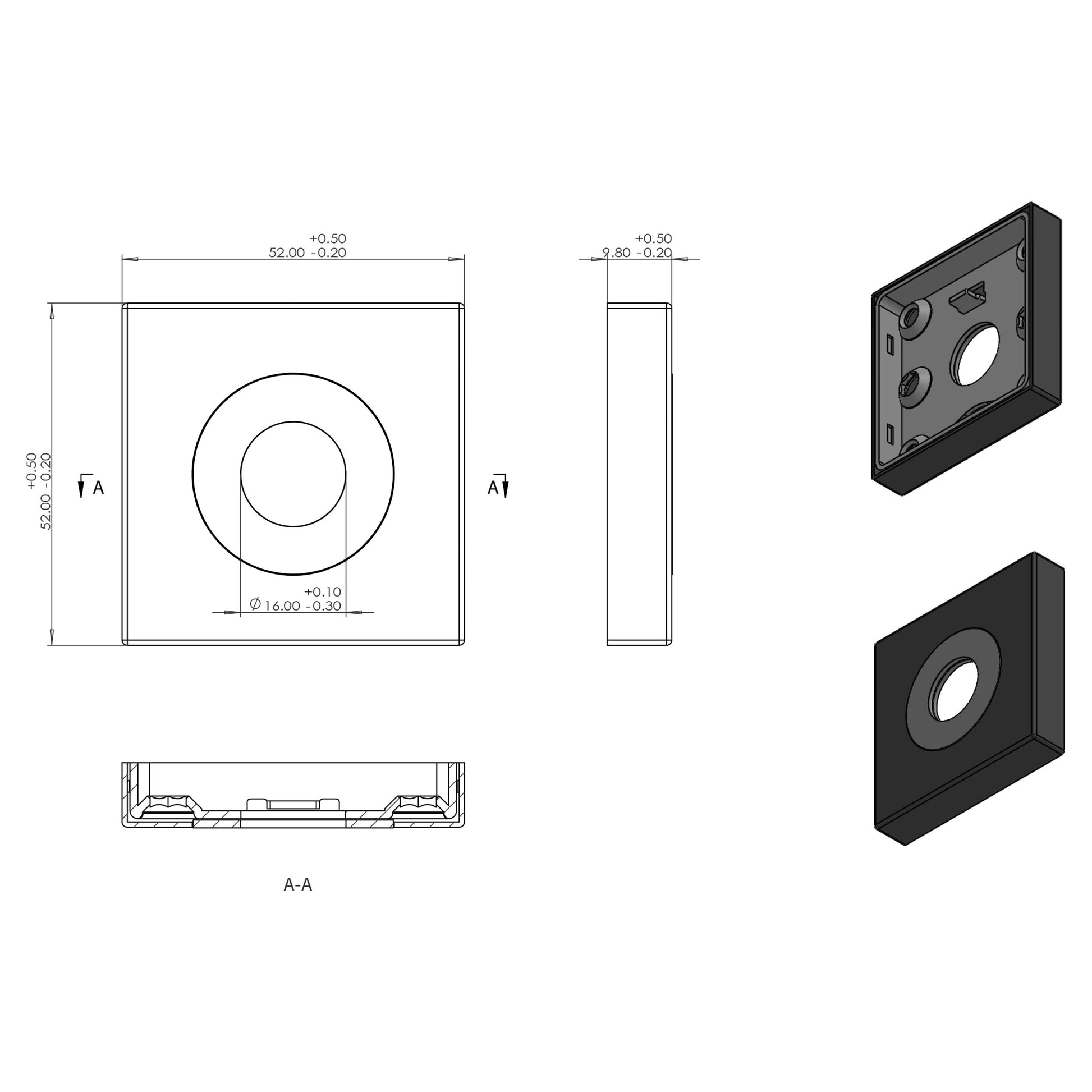 Differnz | Rozet met Toiletsluiting | Goud | Vierkant | 52x52mm - Deurbeslag-expert