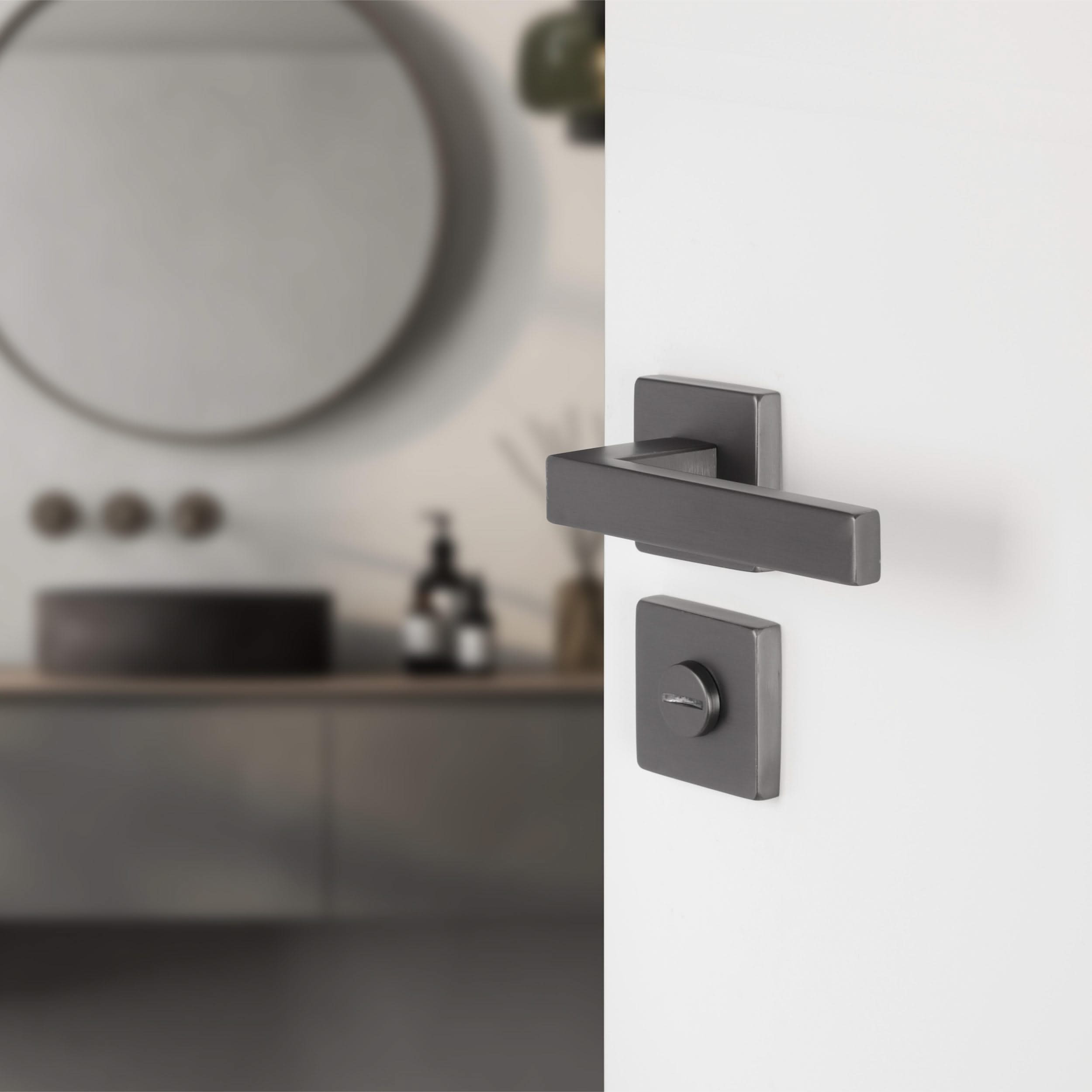Differnz | Rozet met Toiletsluiting | Gun metal | Vierkant | 52x52mm - Deurbeslag-expert