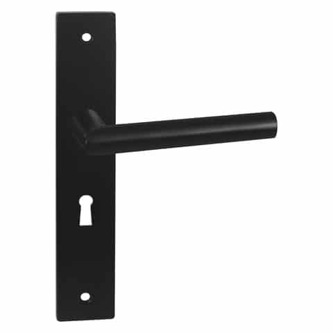 Impresso London Mat zwart op Rechthoekig schild met schroeven - Deurbeslag-expert