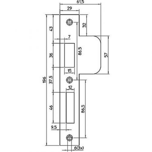 Nemef Sluitplaat Ronde hoek verl sluitp 4139/17 links RVS