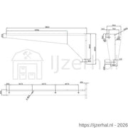 Dulimex plankdrager JIB XXL 580 x 180 mm vuurverzinkt, vooraanzicht