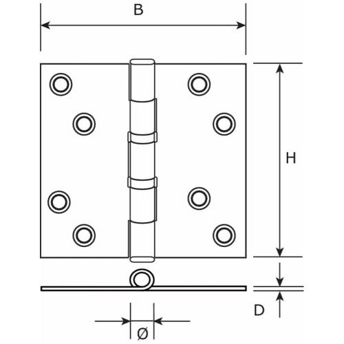 Dulimex Kogellagerscharnier rechte hoeken 89x89 mm zwart gelakt - Deurbeslag-expert