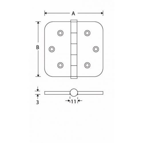 Artitec Mi Satori Kogellagerscharnier ronde hoek vlak 89x89mm mat zwart - Deurbeslag-expert