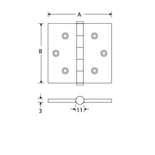 Artitec Mi Satori Kogellagerscharnier rechte hoek vlak 89x89mm messing antiek - Deurbeslag-expert