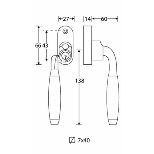 Artitec Mi Satori SKG2 Draaikiep sluiting Bonton ebben/smal Links antiek nikkel