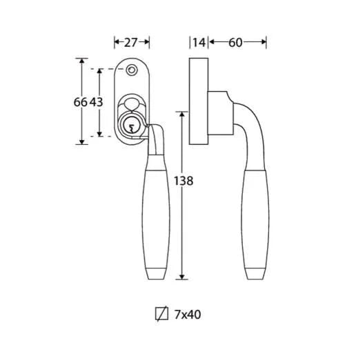 Artitec Mi Satori SKG2 Draaikiep sluiting Ton ebben/smal Rechts antiek nikkel