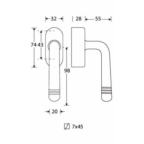 Artitec Mi Satori SKG3 Draaikiepgarnituur afsluitbaar Art-Deco/Elegant mat nikkel ongelakt
