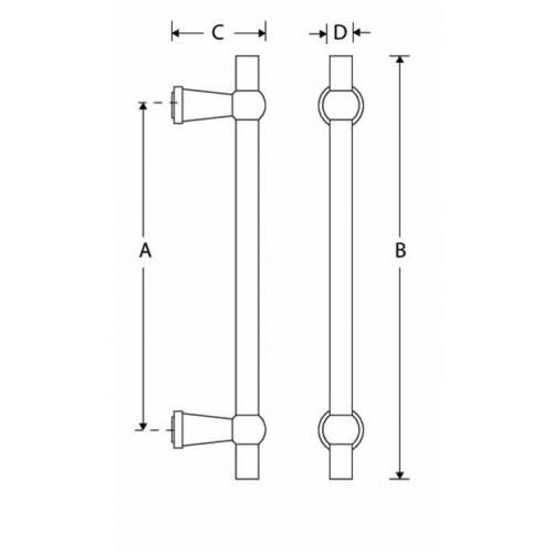 Artitec Meubelgreep Chemin de Fer 270mm glans nikkel