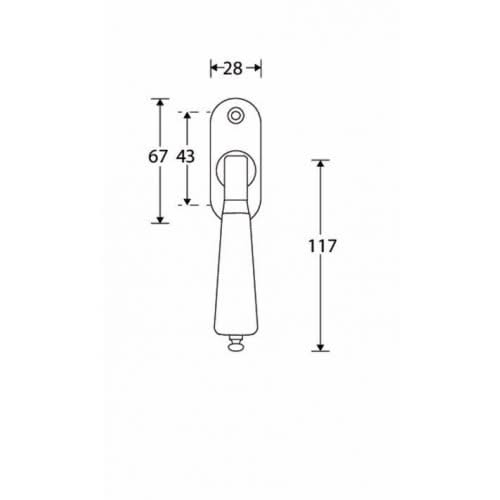 Artitec Mi Satori Draaikiep raamkruk Evelyne modern porselein zwart/messing ongelakt