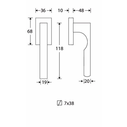 Artitec Mi Satori Draaikiep raamkruk Mini S mat zwart PVD