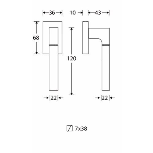 Artitec Mi Satori Draaikiep raamkruk Mini T mat nikkel ongelakt
