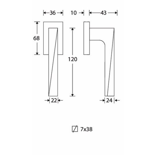 Artitec Mi Satori Draaikiep raamkruk Mini V mat nikkel ongelakt