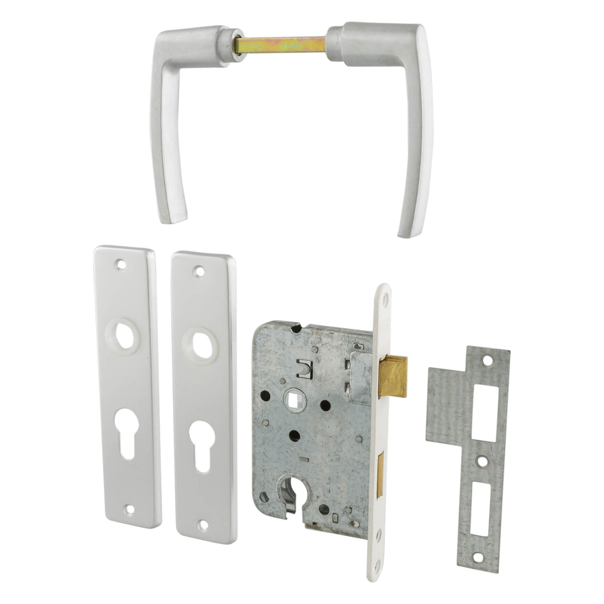 Starx cilinderslot - met beslag - PC55 - voorplaat gelakt - aluminium - wit