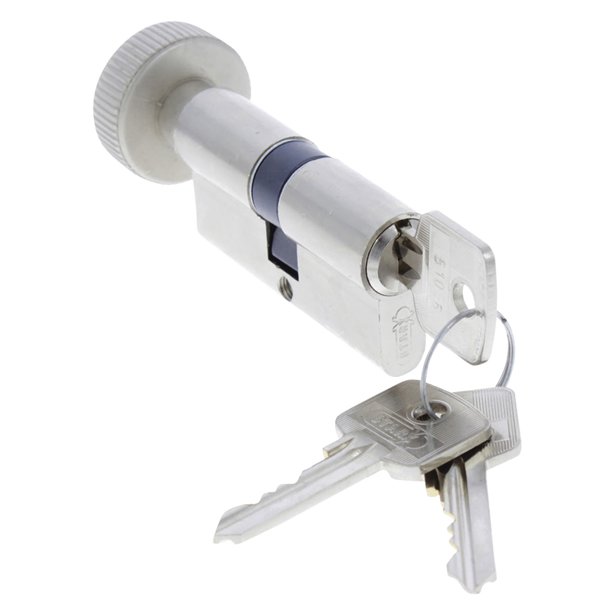 Starx profielcilinder - met knop - 60 mm - messing - vernikkeld