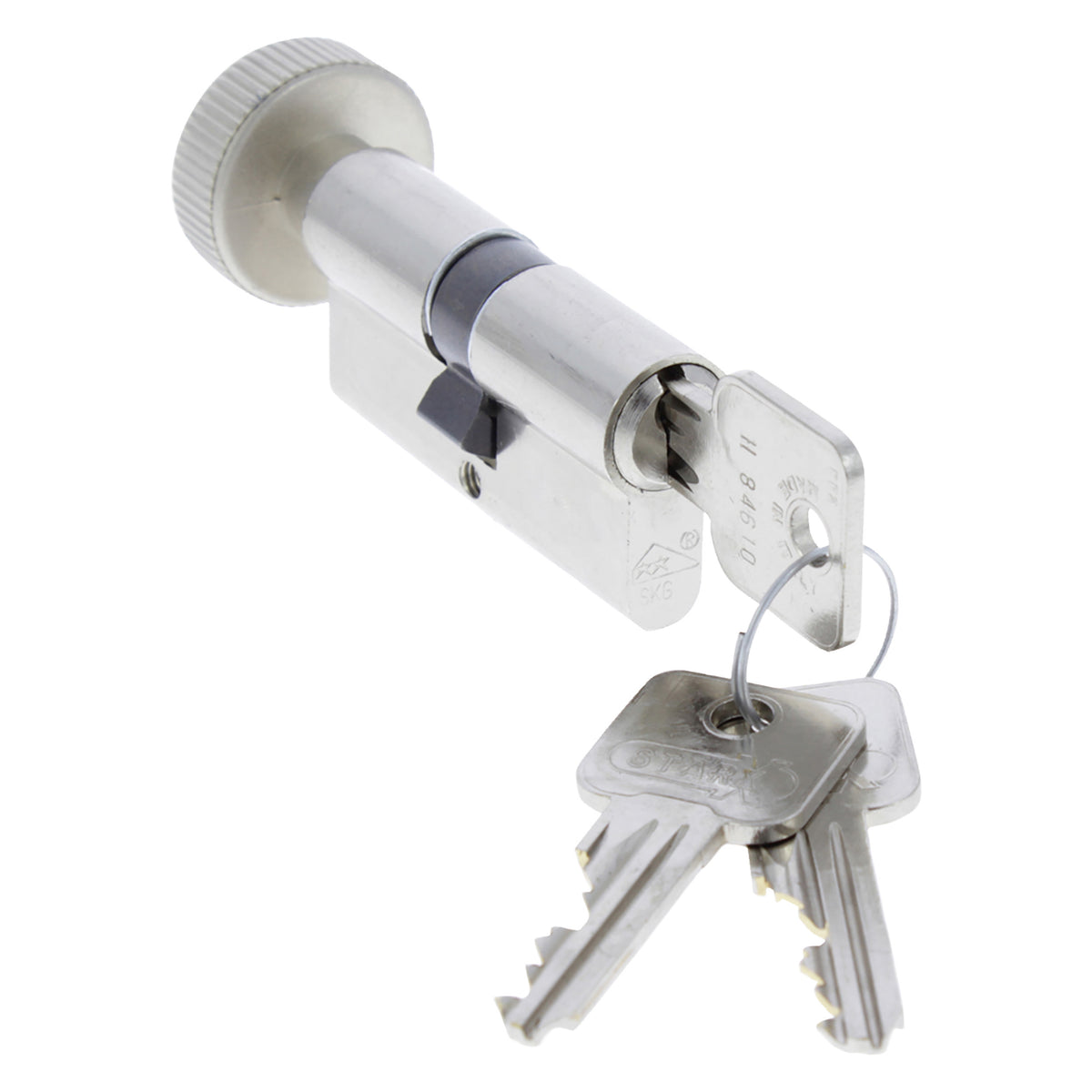 Starx profielcilinder - SKG** - met knop - 60 mm - messing - vernikkeld