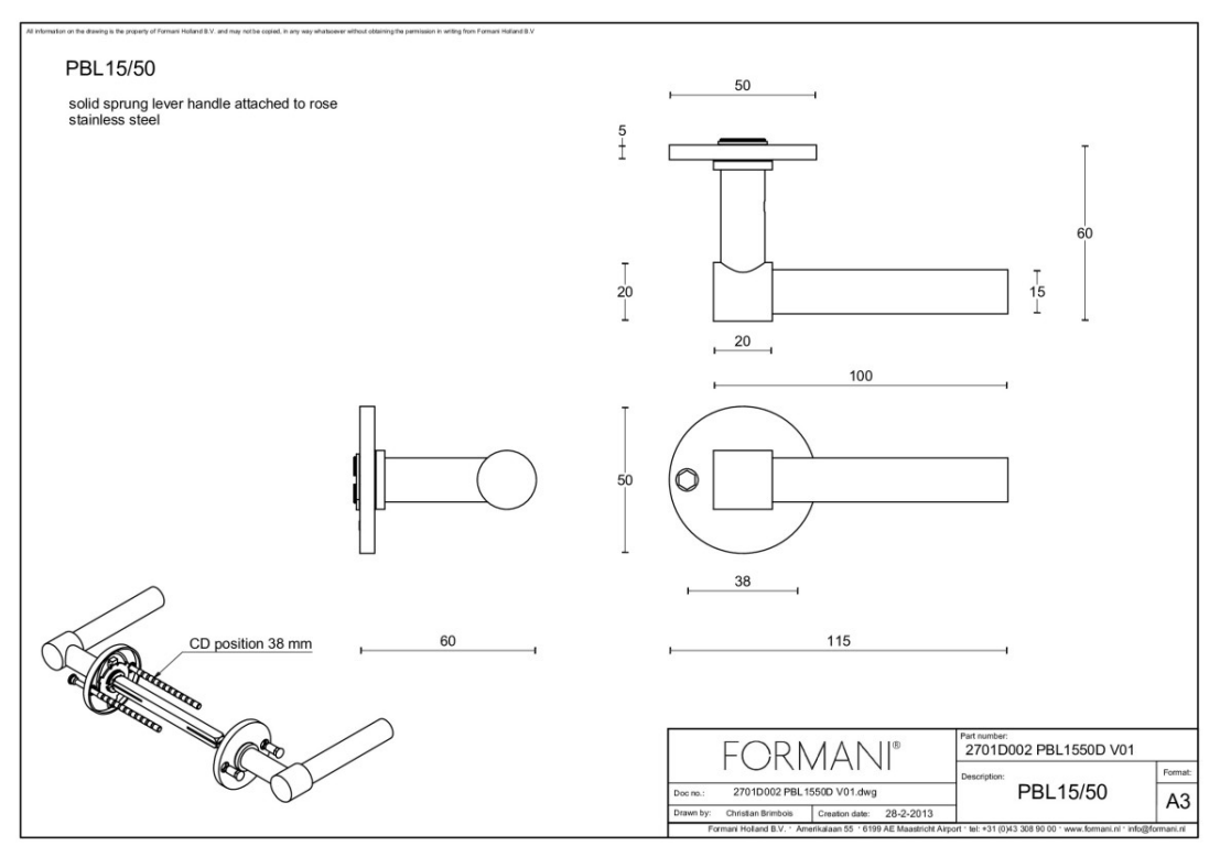 Formani | Deurkruk | Piet Boon | PBL15/50 | Brons