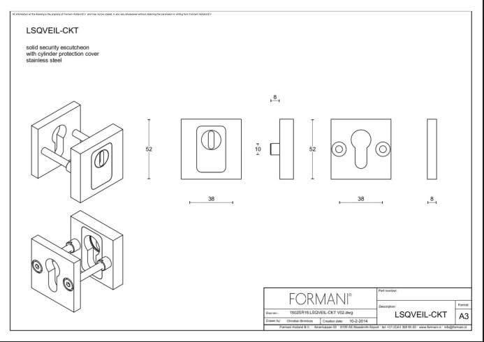 Formani | LSQVEIL-KT | massief veiligheidscilinderrozet met kerntrekbeveiliging | SKG*** | PVD mat zwart